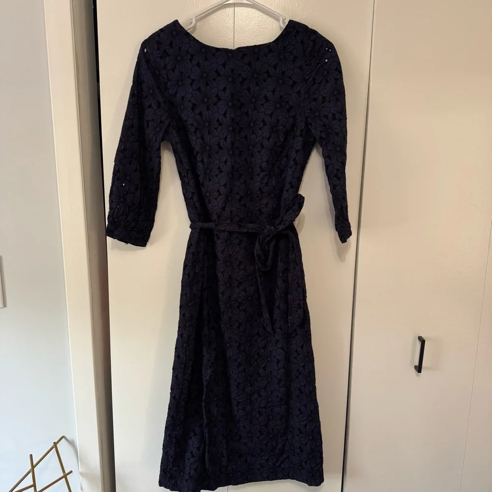 Boden Navy Claudette Broderie Midi Dress, Sz 6 - Picture 2 of 10